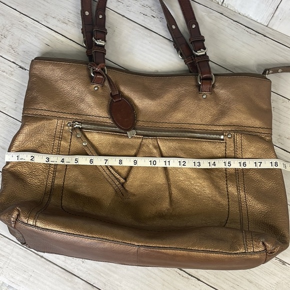 Fossil Bronze Metallic Large Hobo Tote - Picture 11 of 17